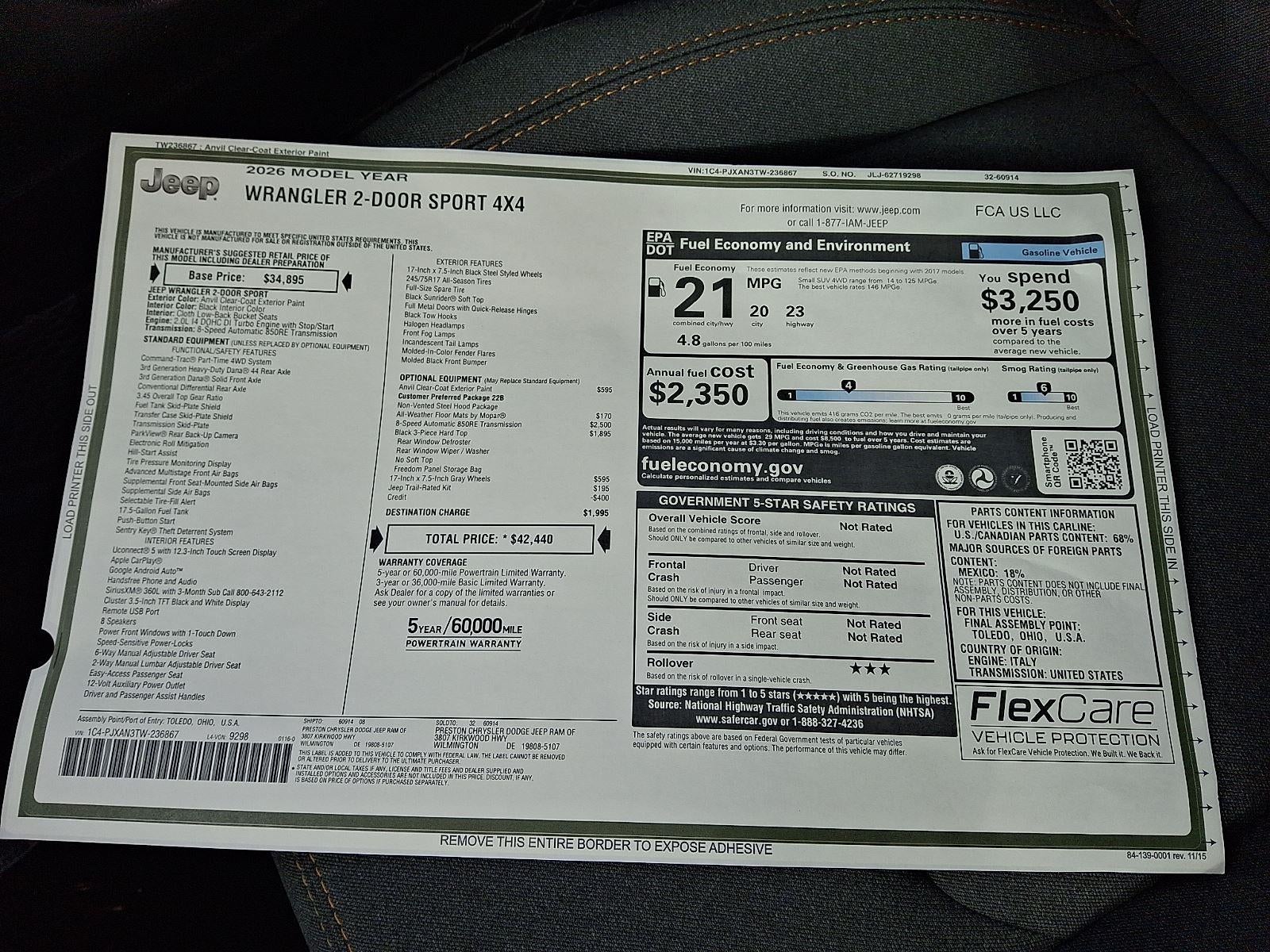 2026 Jeep Wrangler Sport