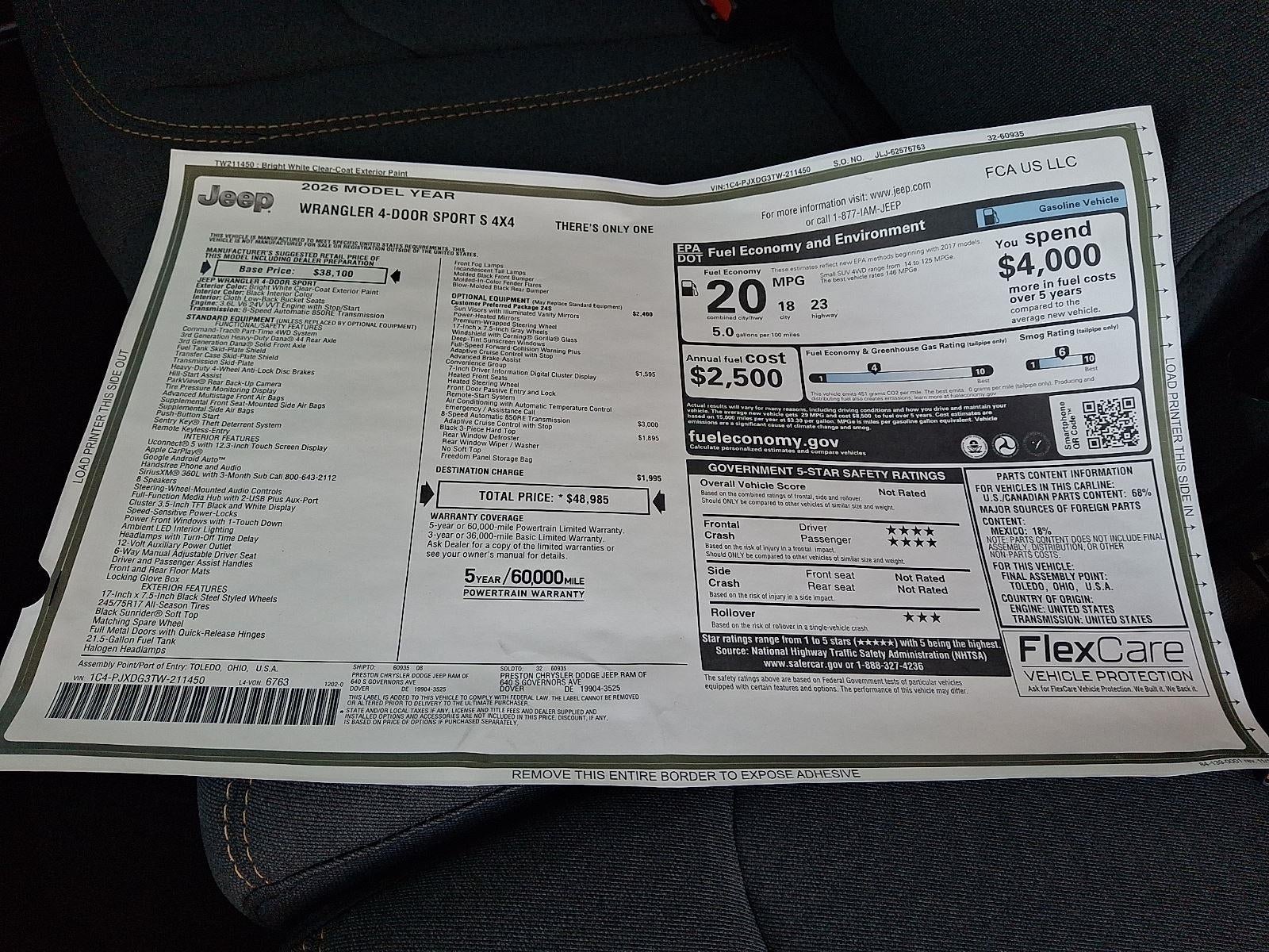 2026 Jeep Wrangler Sport S