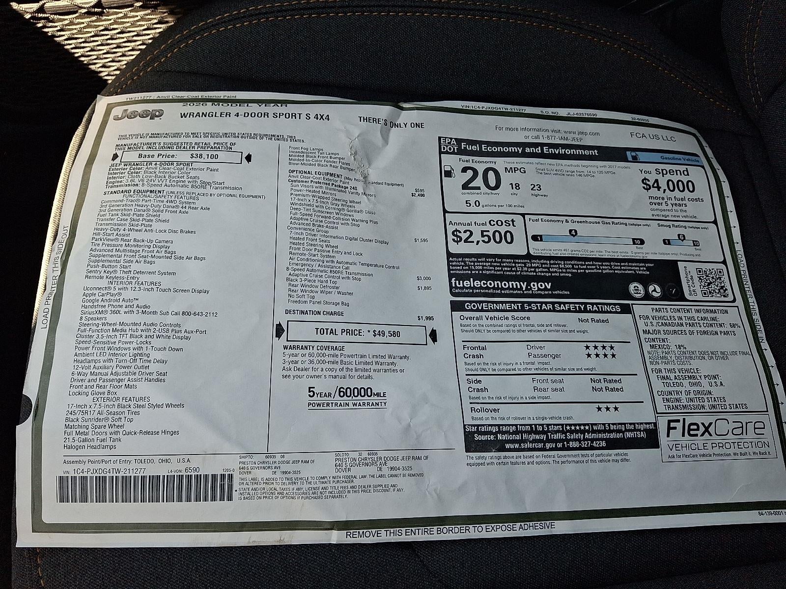 2026 Jeep Wrangler Sport S