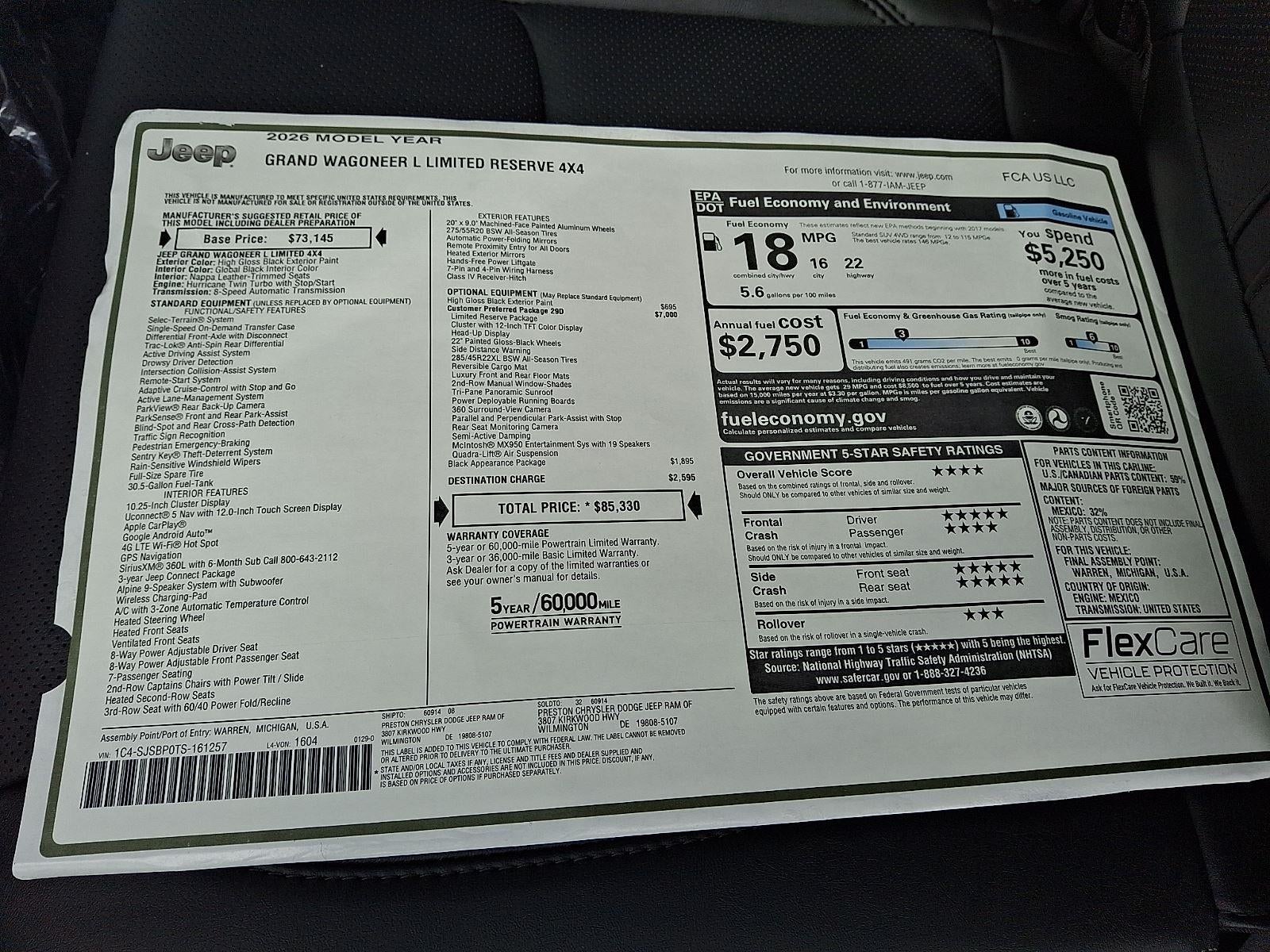 2026 Jeep Grand Wagoneer L Limited Reserve