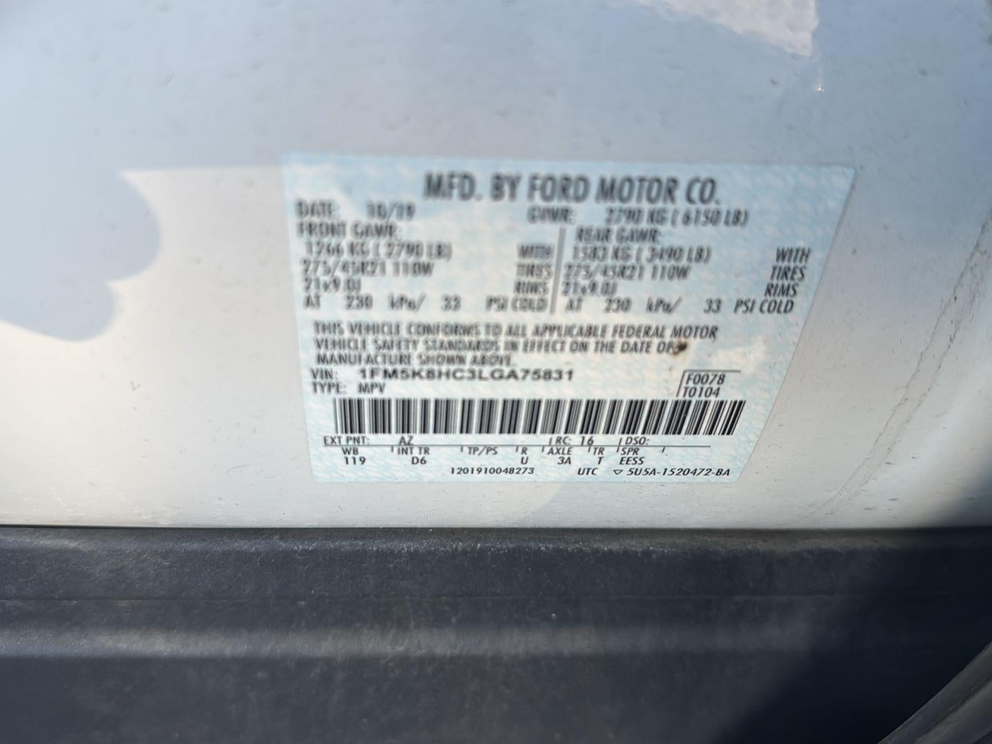 2020 Ford Explorer PLAT