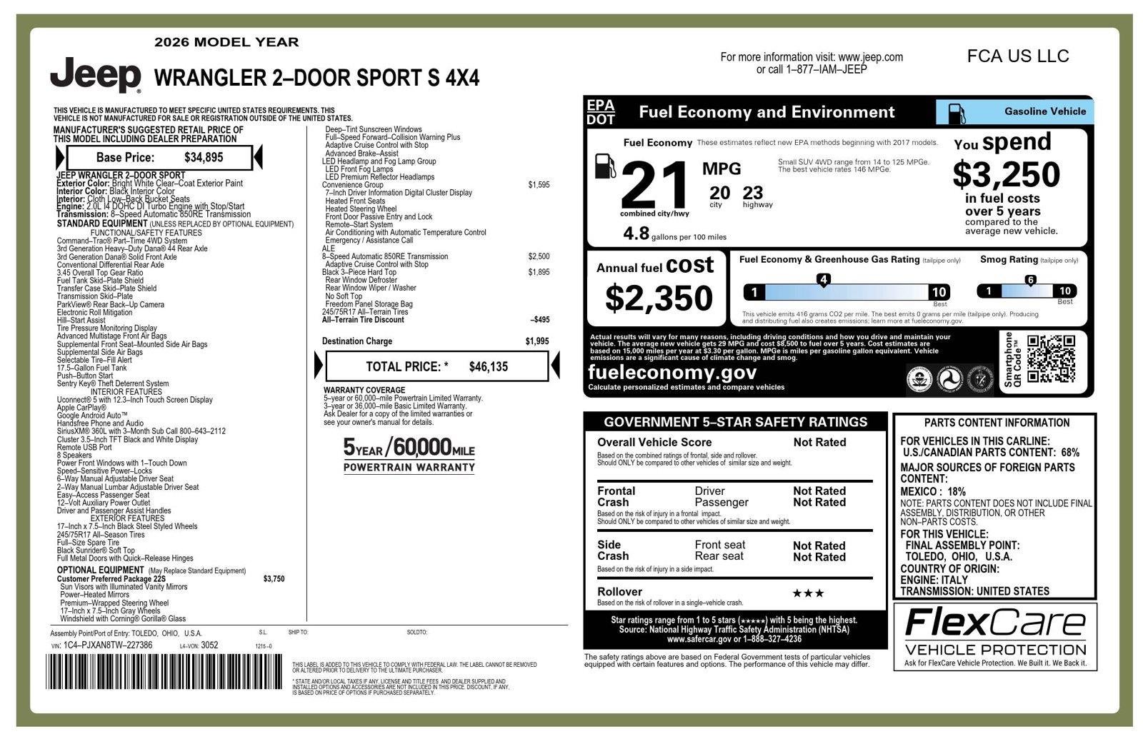 2026 Jeep Wrangler Sport S