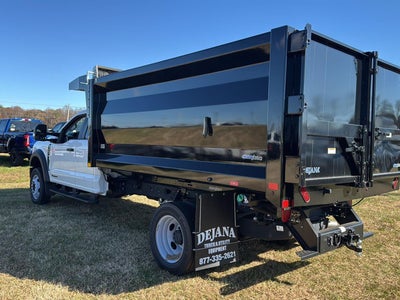 2024 Ford Super Duty F-450 DRW 12' RUGBY HEAVY DUTY STAKELESS LANDSCAPE BODY, 48" SOLID BARN DOORS, MANUAL TARP, 36" FULL CAB SHIELD, DROP DOWN COMBO HITCH 2 5/15