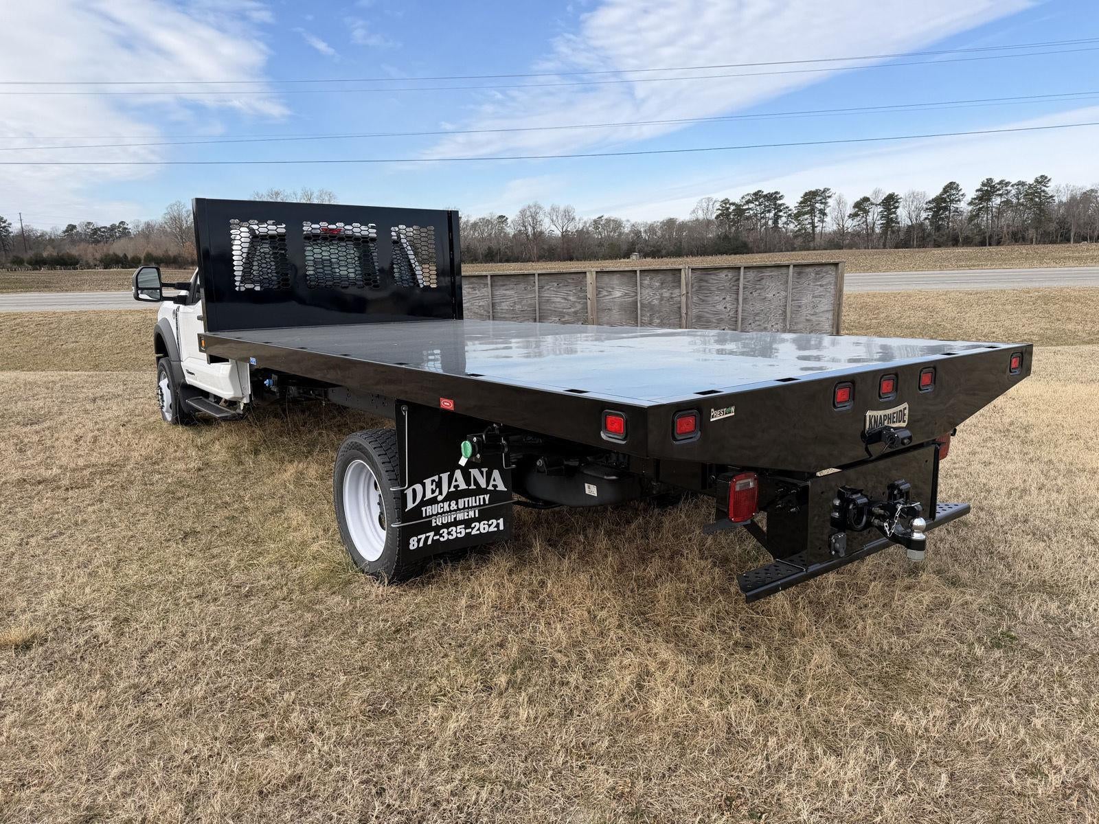 2025 Ford Super Duty F-550 DRW KNAPHEIDE 16' HEAVY DUTY PLATFORM BODY, SLIDING WINCHES AND STRAPS, 48" UNDERBODY TOOLBOX, FULL COMBO HITCH