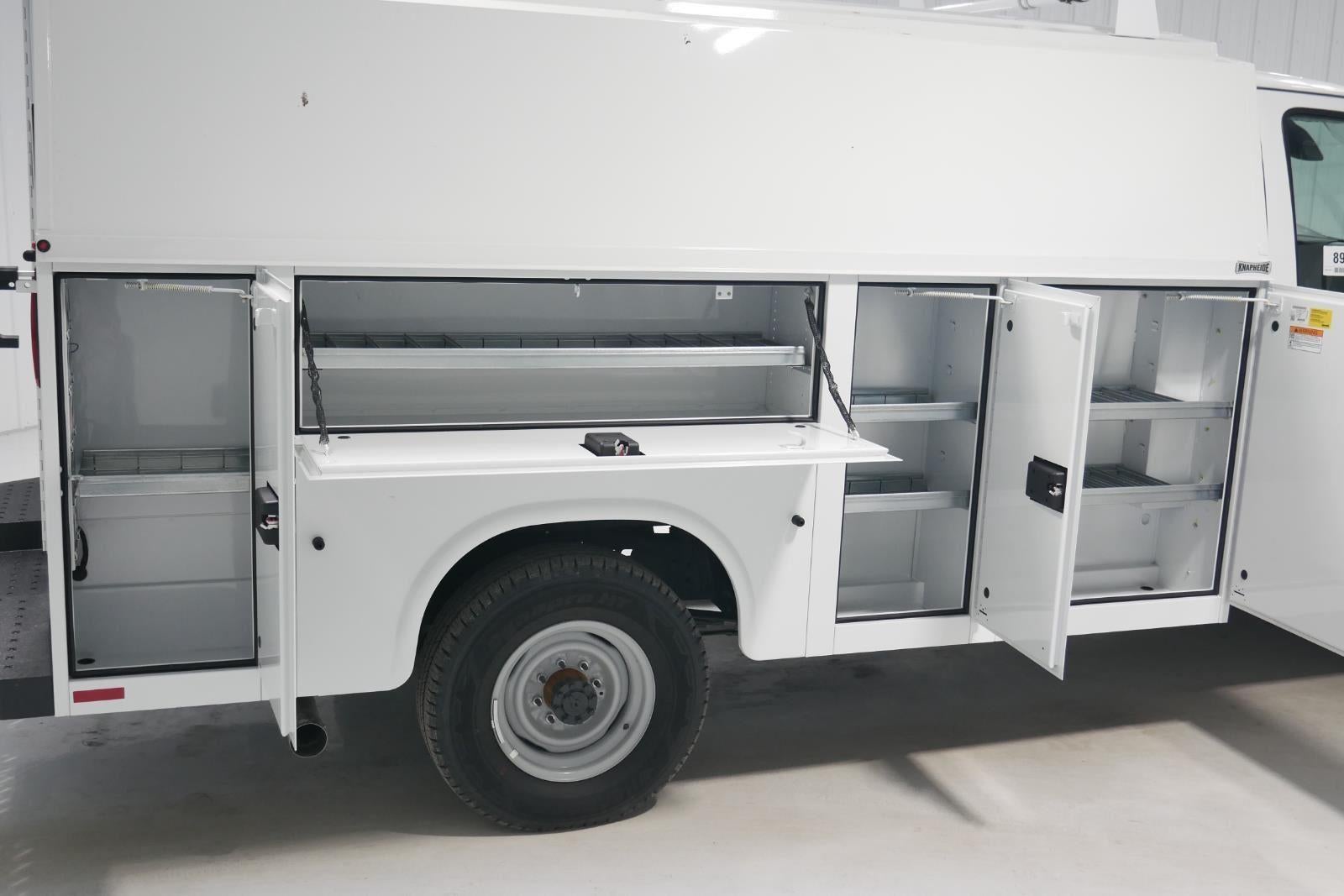 2026 Ford E-Series Cutaway E-350 10FT KNAPHEIDE KUV ENCLOSED SERVICE BODY, MASTER LOCK SYSTEM CLASS V HITCH 3 BOW LADDER RACK