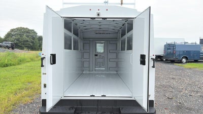 2027 Ford E-Series Cutaway 10' KNAPHEIDE KUV MID ROOF ENCLOSED SERVICE BODY, CLASS V HITCH, 3 BOW LADDER RACKS, MASTER LOCK SYSTEM