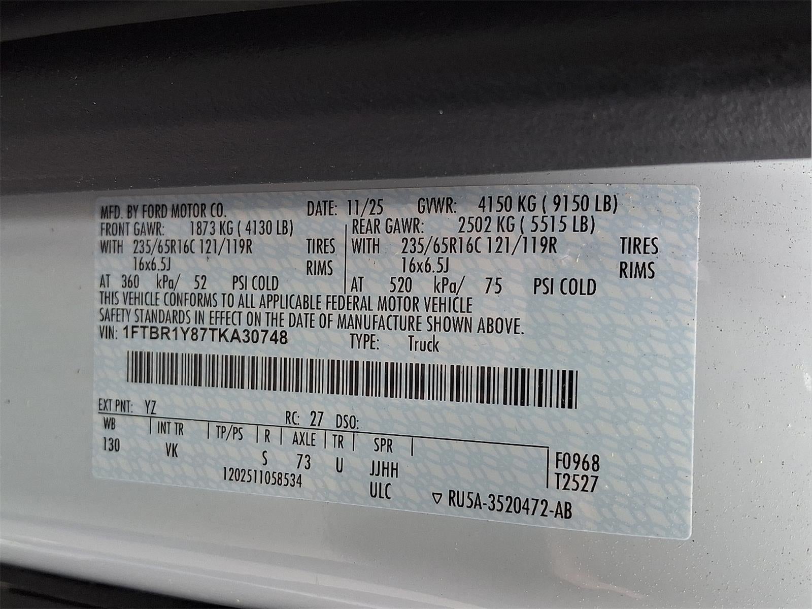 2026 Ford Transit Cargo Van LR 130" WB