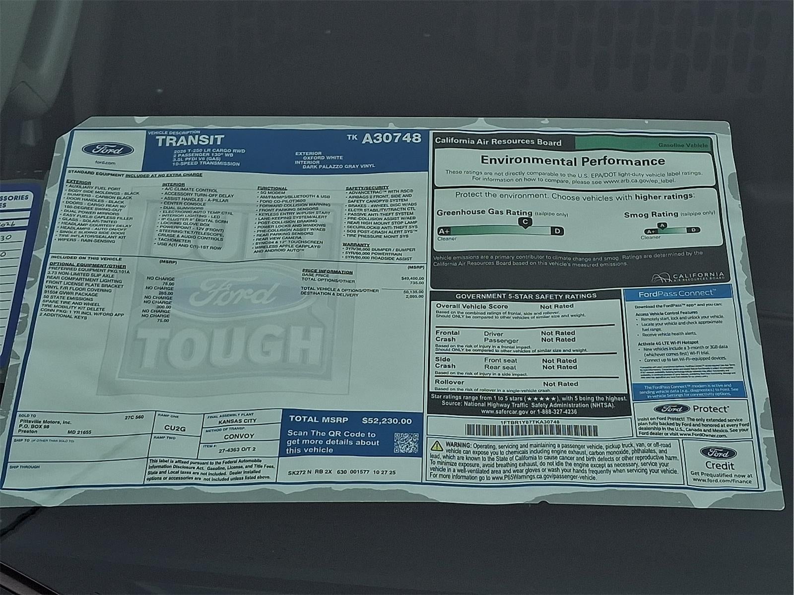 2026 Ford Transit Cargo Van LR 130" WB