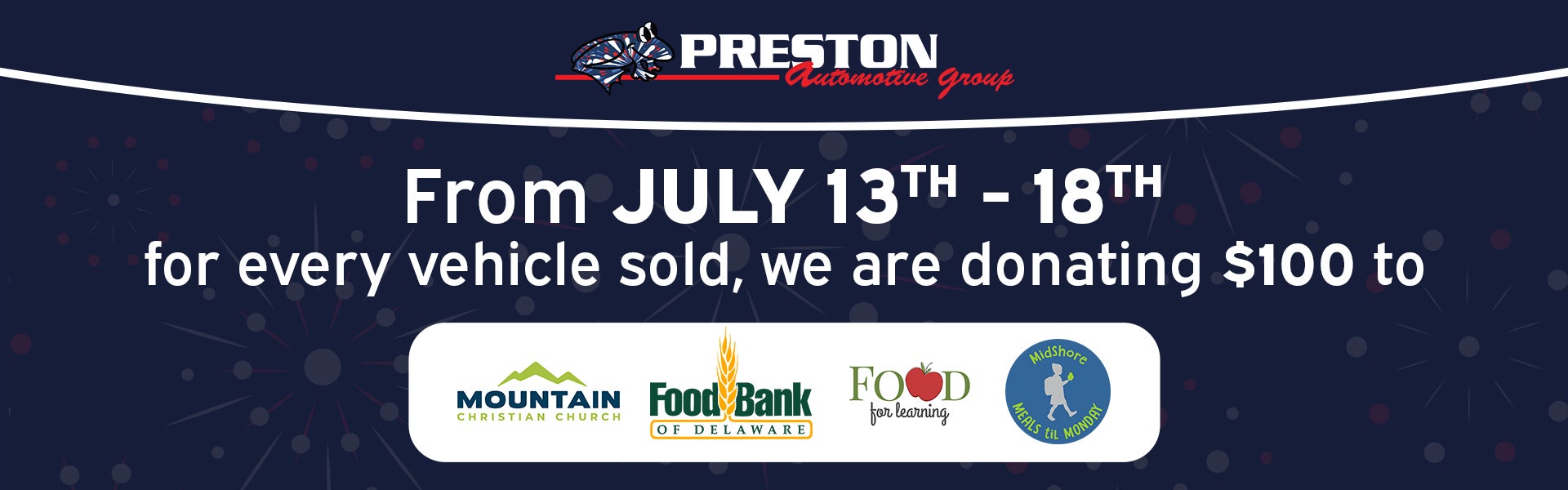 $100 Donated Per Vehicle Sold to Local Food Banks!